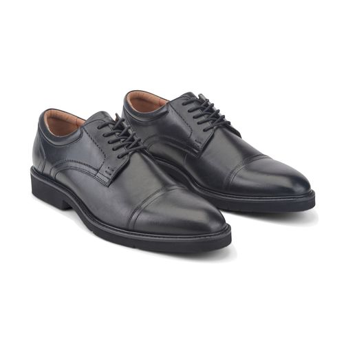 Rockport Findlay Cushioned Lace-Up Almond Toe Men's Dress Oxford - Black Leather - 2