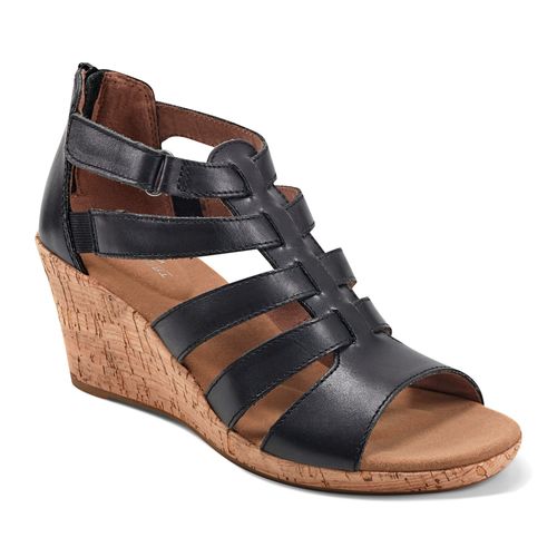 Rockport Women's Briah Gladiator Sandal - Black Leather - 2