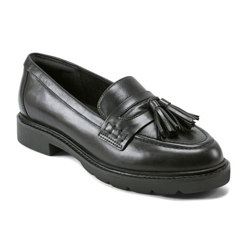 Rockport Kiara Tassel Cushioned Slip-On Comfort Women's Loafer - Black Leather - 2