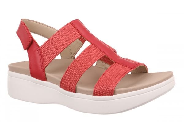 Vionic Sabrina Women's Wedge Sandals | Adjustable Straps & Arch Support - Varsity Red - Angle main