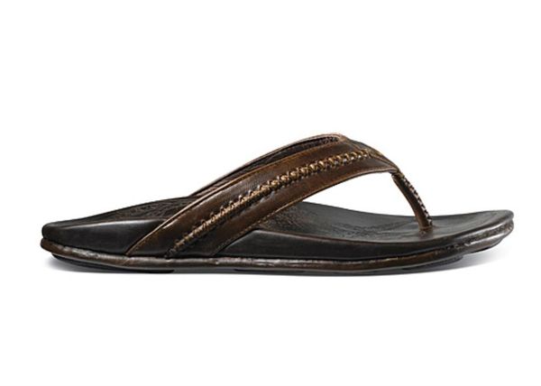 Olukai Mea Ola - Men's Supportive Sandal - Dark Java / Dark Java - side