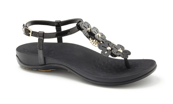 Vionic Julie - Women's Orthaheel Sandals - Black Patent