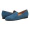 Vionic Willa Womens Sleek Leather Casual Slip On Moc - Dark Teal Suede - pair left angle