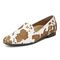 Vionic Willa Womens Sleek Leather Casual Walker - Brown Cow Print - Left angle