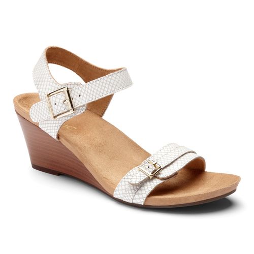 Vionic Noble Laurie - Women's Wedge Sandal - White Snake - 1 main view
