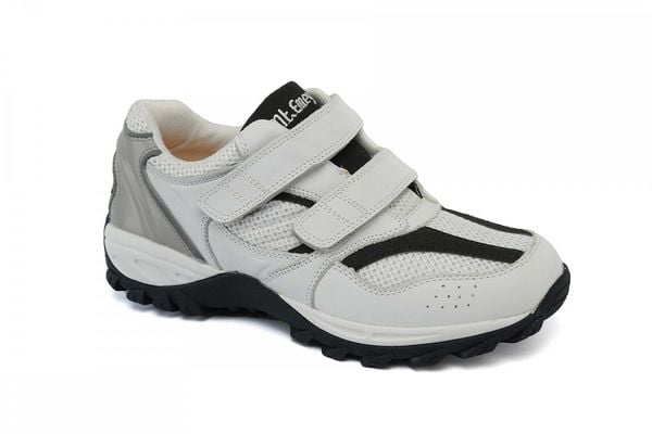 Mt. Emey 9702-V - Men's Explorer I Strap Walking Shoes - White/Black Main Angle