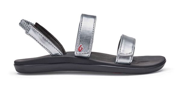 Olukai Kipuka Girl's Comfort Sandals - Silver/Dk Shadow - Profile