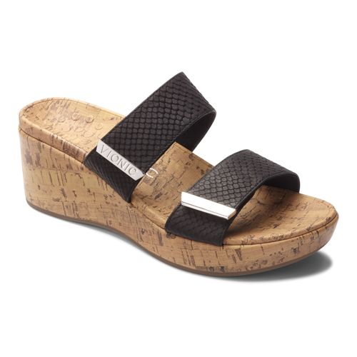 Vionic Pepper Women's Wedge Slip-on Sandal - Black Snake - 1 main view