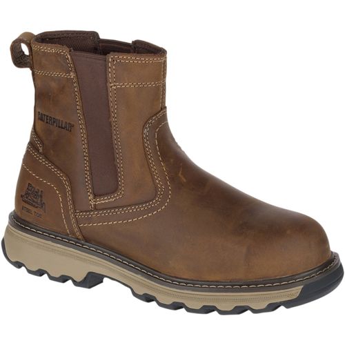 Caterpillar Pelton Steel Toe Work Boot Men's CAT Footwear - MENS DARK BEIGE - Angle Main
