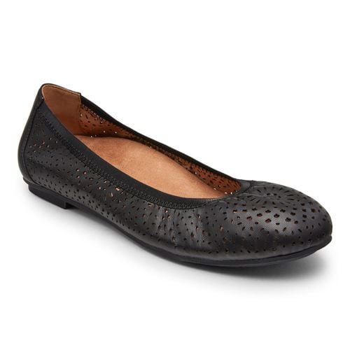 Vionic Robyn Women's Comfort Flat - Black Leather - 1 profile view