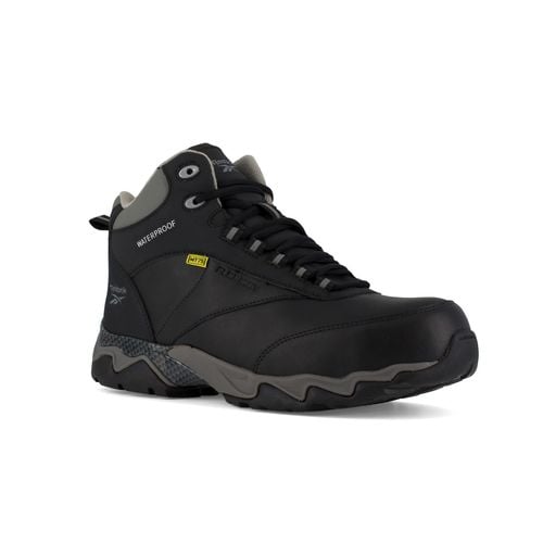 Reebok Work Beamer Comp Toe Work Boot Met Guard - Black with Grey Trim - Profile View