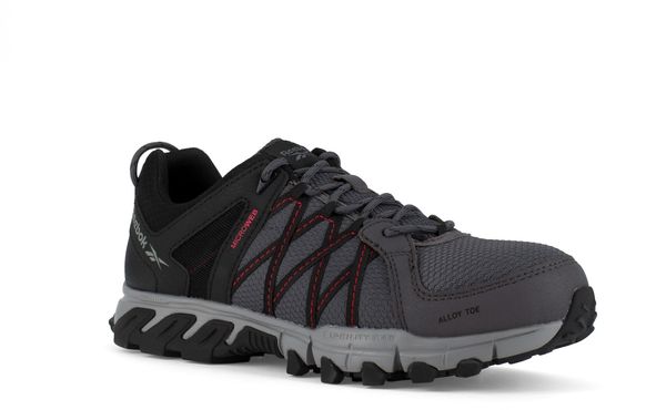 Reebok Work Men's Trailgrip Work Alloy Toe Shoe - Grey and Black - Profile View