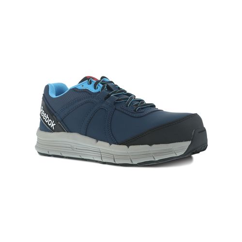 Reebok Work Women's Guide Industrial Steel Toe Shoe EH - Navy and Light Blue - Profile View