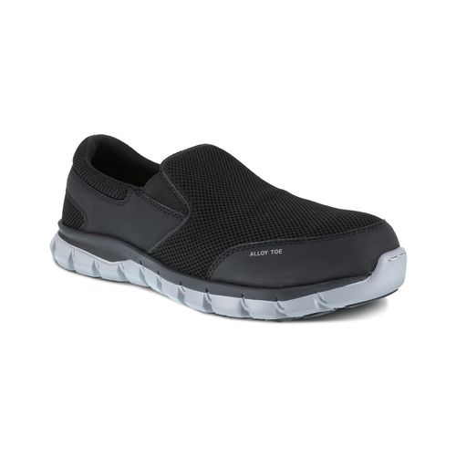 Reebok Work Men's Sublite Cushion Alloy Toe Comfort EH Athletic Work Shoe  - Black - Profile View