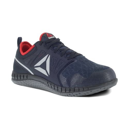 Reebok Work Men's Zprint Steel Toe Athletic Work Shoe - Navy/Red/Grey - Profile View