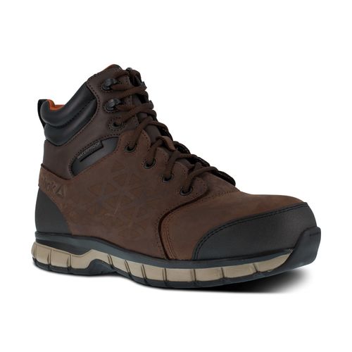 Reebok Work Men's Sublite Cushion Comp Toe Comfort Athletic Work Boot Waterproof - Brown - Profile View