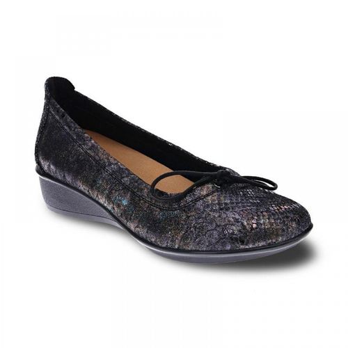 Revere Marrakesh Women's Wedge Ballet Flat - Black Python