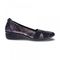 Revere Seoul Slip On Wedge - Women's - Black Metallic Python - Side