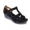 Revere Nassau Closed Heel Wedge - Women's - Black Lizard - Strap Detail