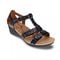 Revere Nassau Closed Heel Wedge - Women's - Black Metallic Python - Strap Detail