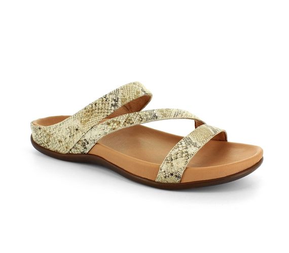 Strive Trio Women's Comfortable and Arch Supportive Sandals - Metallic Snake - Angle