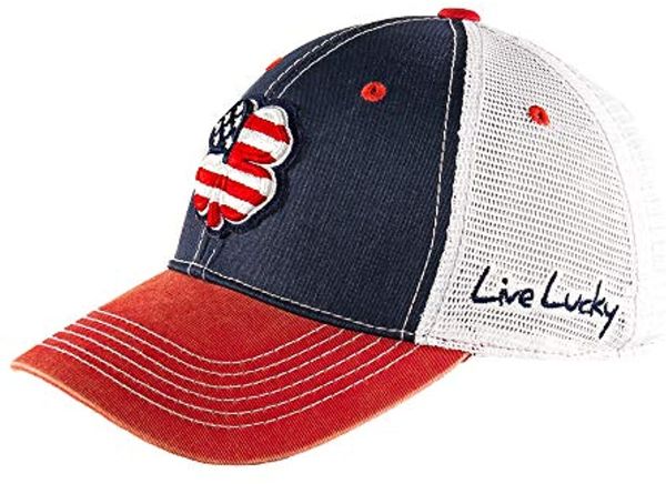 Black Clover USA Two-Tone Vintage Adjustable Hat American Flag - Navy/Red/White Mesh
