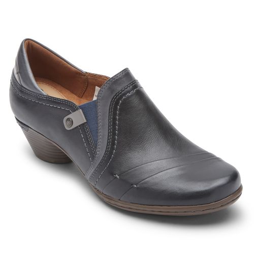 Cobb Hill Laurel Slip-on Women's Heeled Sandal - Blue Leather - Angle