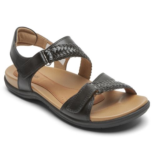 Cobb Hill Rubey Braided Women's Comfort Sandal - Black - Angle